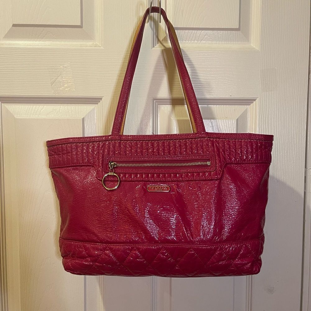 Coach Leather hot pink patent and quilted Medium Tote Bag